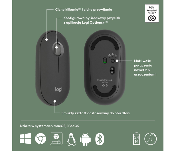 LOGITECH Bezprzewodowa M350s 910-007015 grafitowa - 1172756 - zdjęcie 10